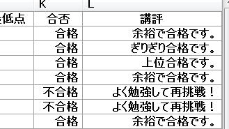 成績一覧表合否